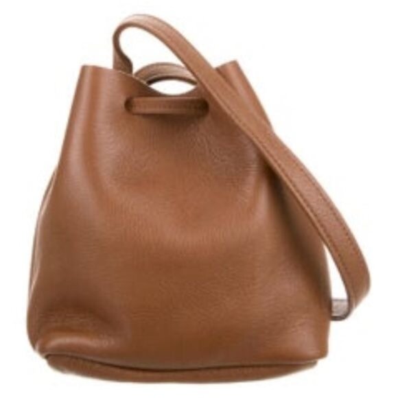 Shaffer LA Greta Bucket Crossbody Bag Brown Grained Leather Drawstring Close NWT - Picture 14 of 14